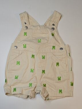 Small Wonders Shortalls with Green Frog Embroidery